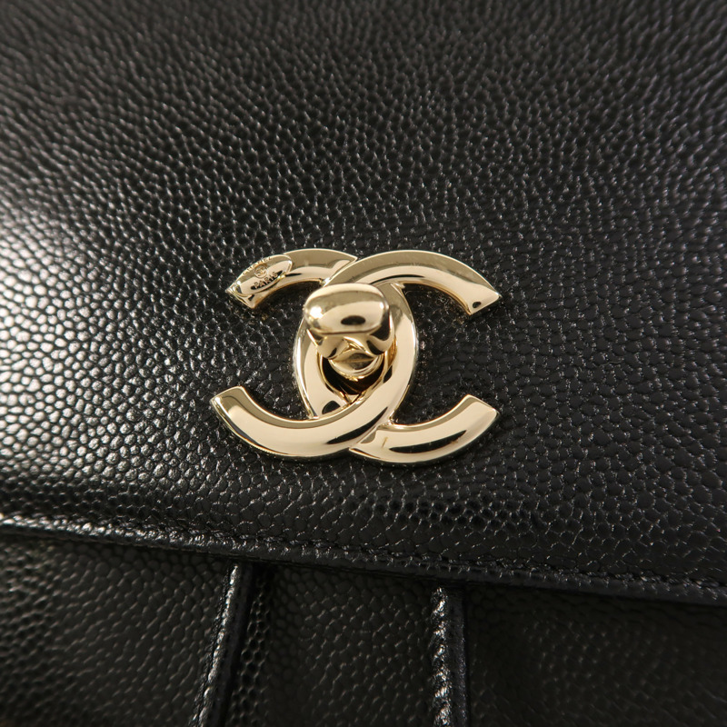 CHANEL 牛皮皮革Affinity Backpack金扣背包-9