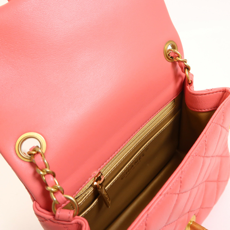 LOUIS VUITTON 羊皮皮革Mini Classic 17金扣鏈帶肩背袋-16