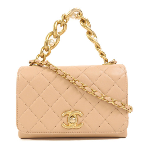 CHANEL 牛皮皮革2 Way Shoulder Bag金扣手挽肩背兩用袋