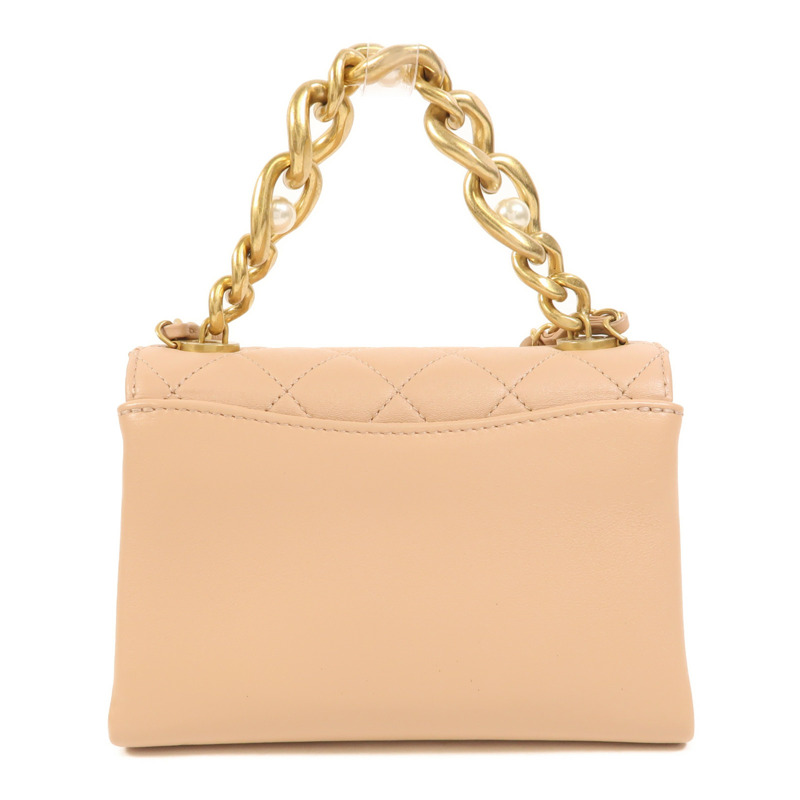 CHANEL 牛皮皮革2 Way Shoulder Bag金扣手挽肩背兩用袋-1