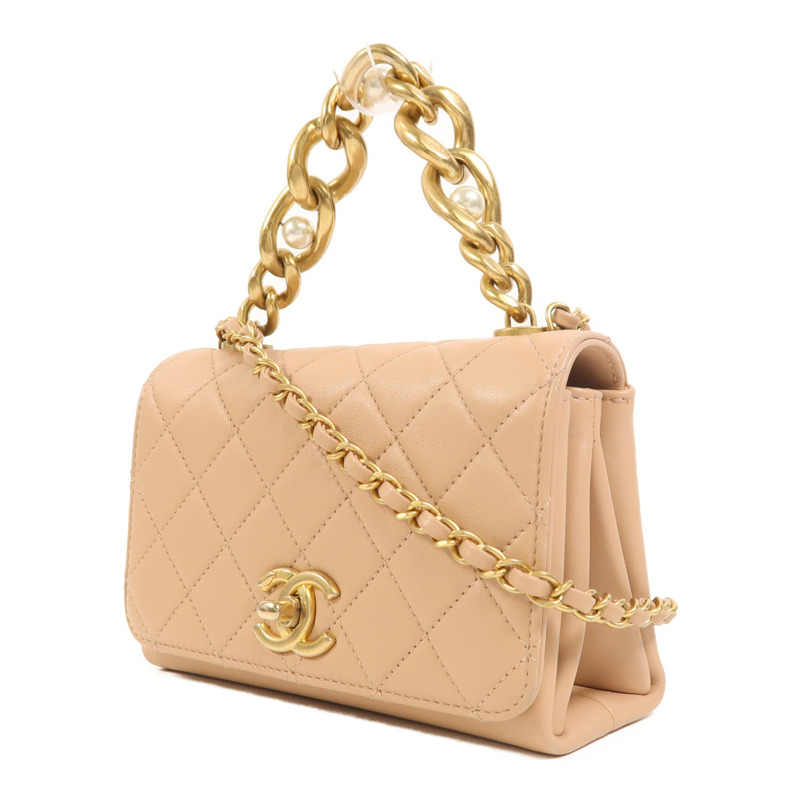 CHANEL 牛皮皮革2 Way Shoulder Bag金扣手挽肩背兩用袋-2