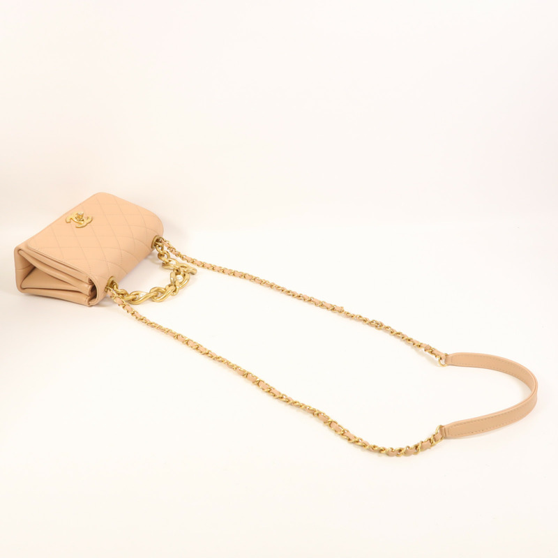 CHANEL 牛皮皮革2 Way Shoulder Bag金扣手挽肩背兩用袋-9