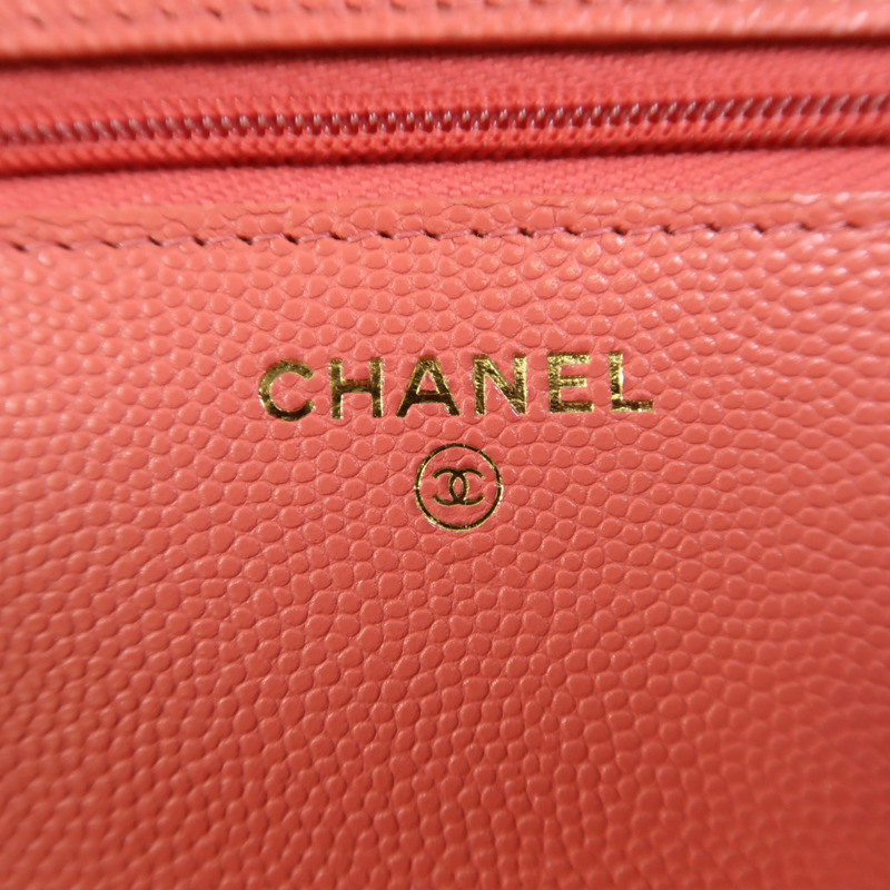 CHANEL 牛皮皮革WOC Wallet On Chain金扣鏈帶肩背袋-5