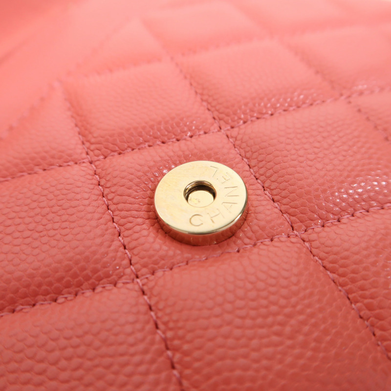 CHANEL 牛皮皮革WOC Wallet On Chain金扣鏈帶肩背袋-16