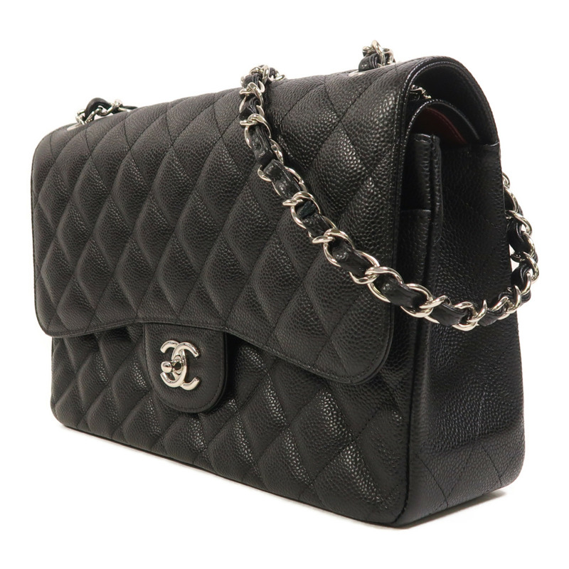 CHANEL 牛皮皮革Large Classic銀扣鏈帶肩背袋-2