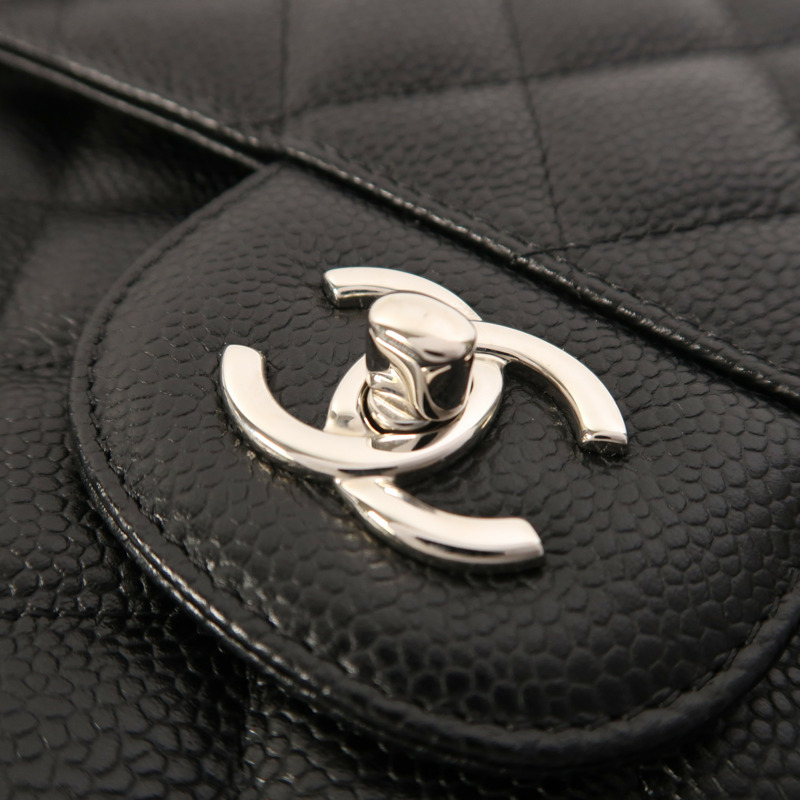 CHANEL 牛皮皮革Large Classic銀扣鏈帶肩背袋-9