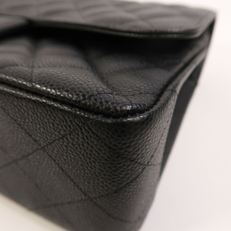 CHANEL 牛皮皮革Large Classic銀扣鏈帶肩背袋-10