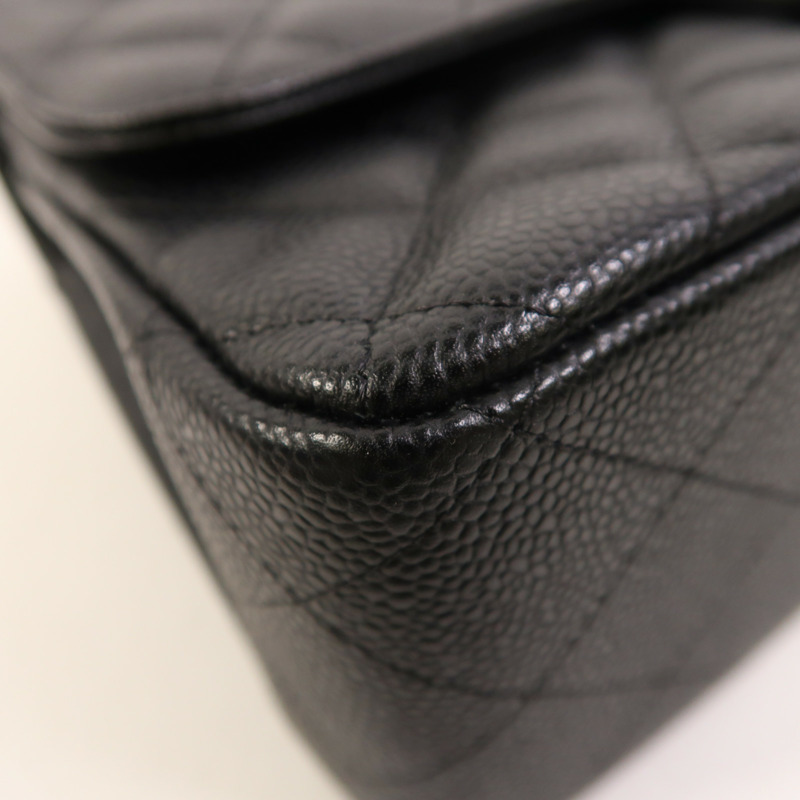 CHANEL 牛皮皮革Large Classic銀扣鏈帶肩背袋-11