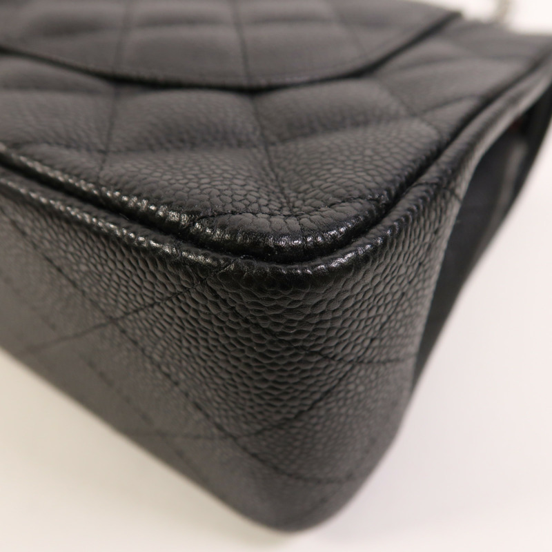 CHANEL 牛皮皮革Large Classic銀扣鏈帶肩背袋-12