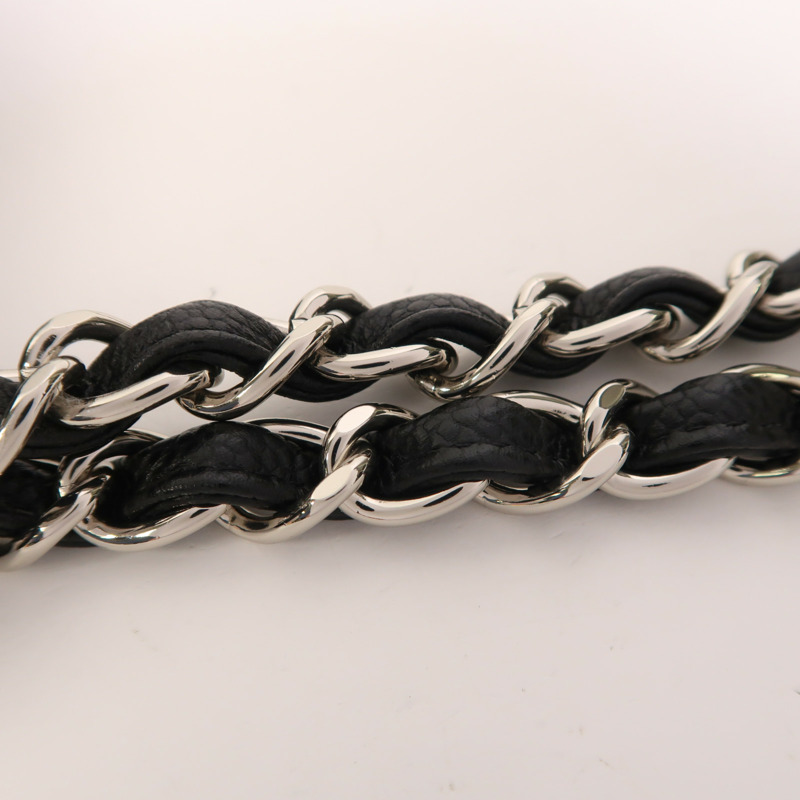 CHANEL 牛皮皮革Large Classic銀扣鏈帶肩背袋-14