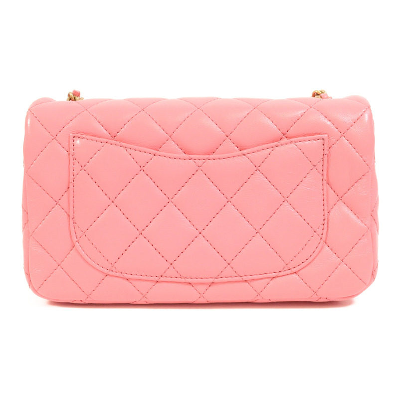 CHANEL 羊皮皮革Mini Classic 20金扣鏈帶肩背袋-1