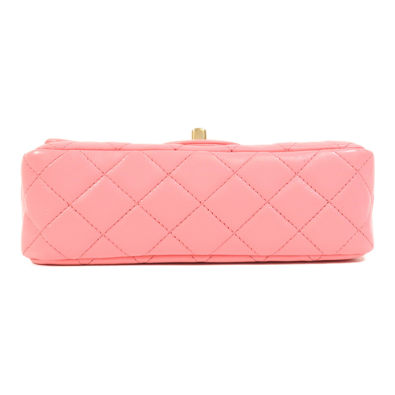 CHANEL 羊皮皮革Mini Classic 20金扣鏈帶肩背袋-3