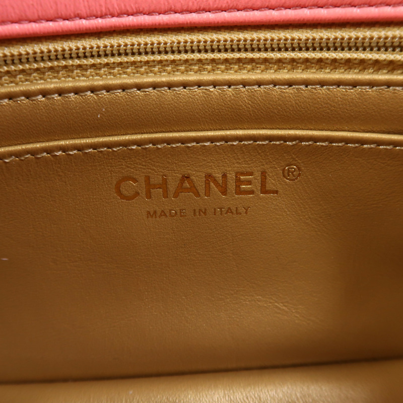 CHANEL 羊皮皮革Mini Classic 20金扣鏈帶肩背袋-5