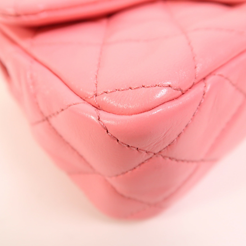 CHANEL 羊皮皮革Mini Classic 20金扣鏈帶肩背袋-11