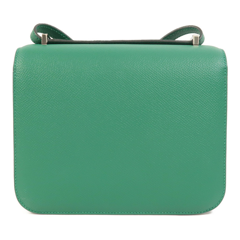 HERMES Epsom皮革Constance Mini銀扣肩背袋Vert Vertigo-1