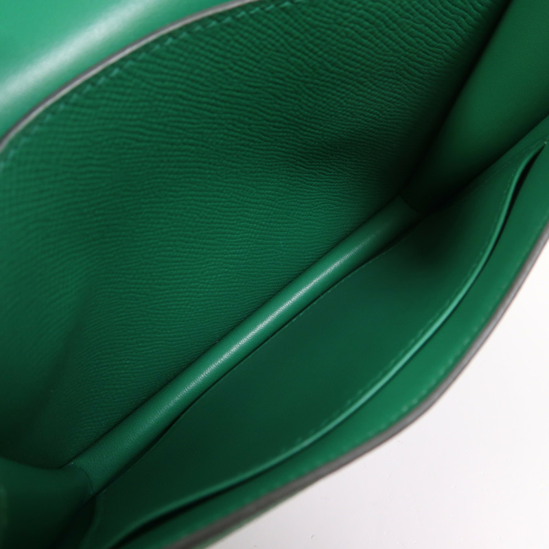 HERMES Epsom皮革Constance Mini銀扣肩背袋Vert Vertigo-4