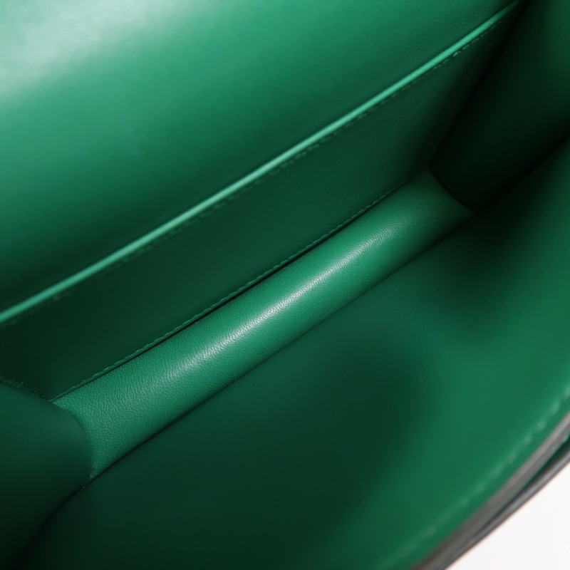 HERMES Epsom皮革Constance Mini銀扣肩背袋Vert Vertigo-5