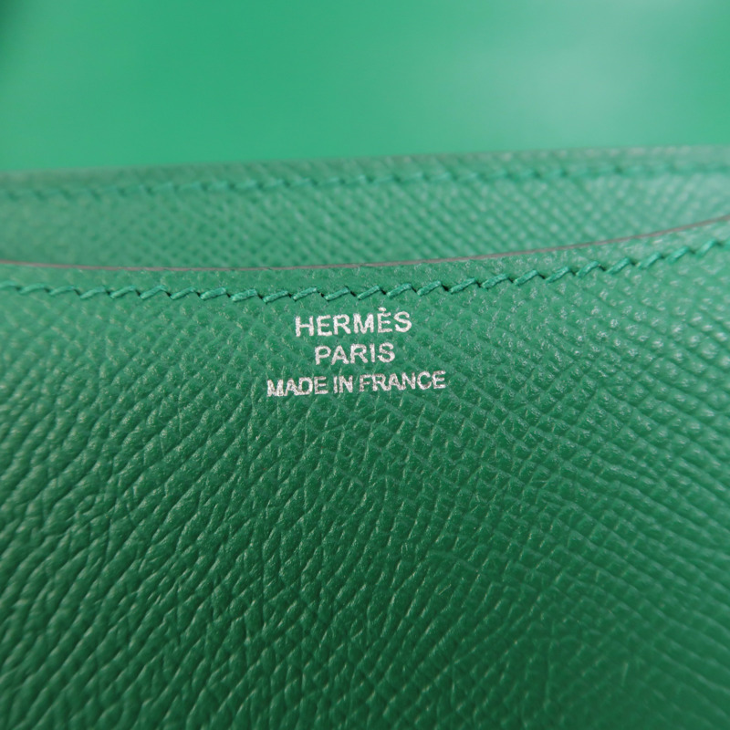 HERMES Epsom皮革Constance Mini銀扣肩背袋Vert Vertigo-6