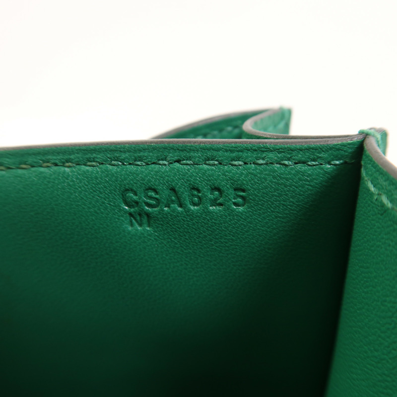 HERMES Epsom皮革Constance Mini銀扣肩背袋Vert Vertigo-7