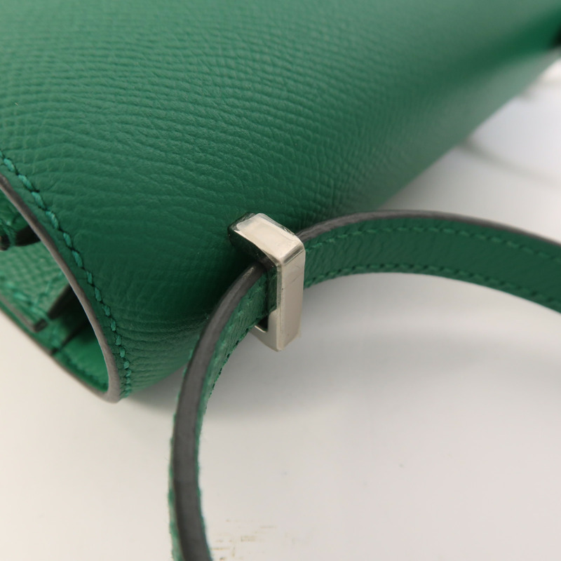HERMES Epsom皮革Constance Mini銀扣肩背袋Vert Vertigo-14