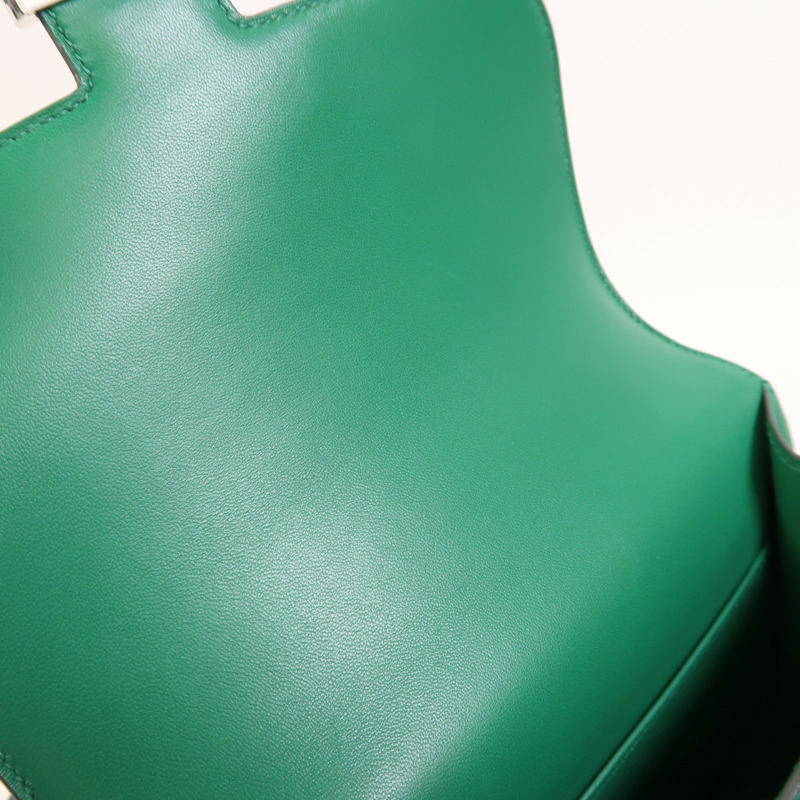 HERMES Epsom皮革Constance Mini銀扣肩背袋Vert Vertigo-16