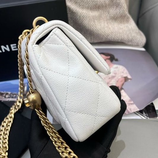 近新品 香奈兒/Chanel 白金荔枝紋牛皮愛心方胖子鏈條包 芯片款-2