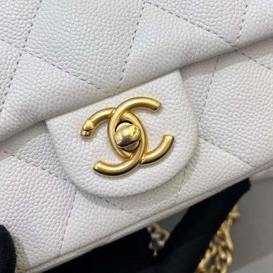 近新品 香奈兒/Chanel 白金荔枝紋牛皮愛心方胖子鏈條包 芯片款-10