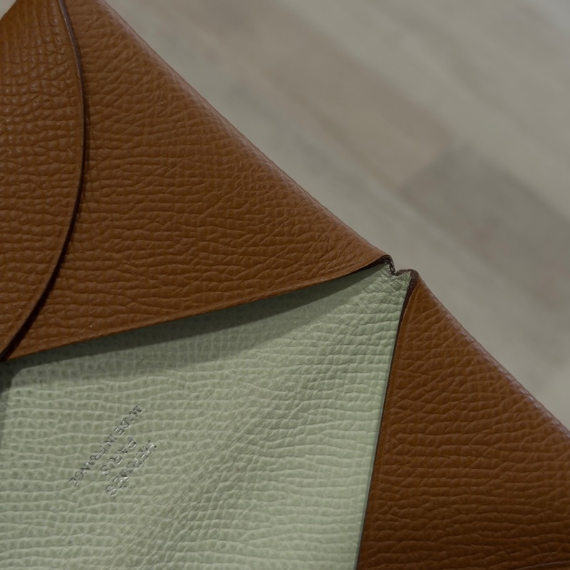 Hermes 棕色 calvi卡包-2