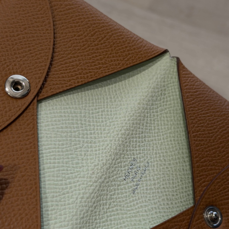 Hermes 棕色 calvi卡包-8