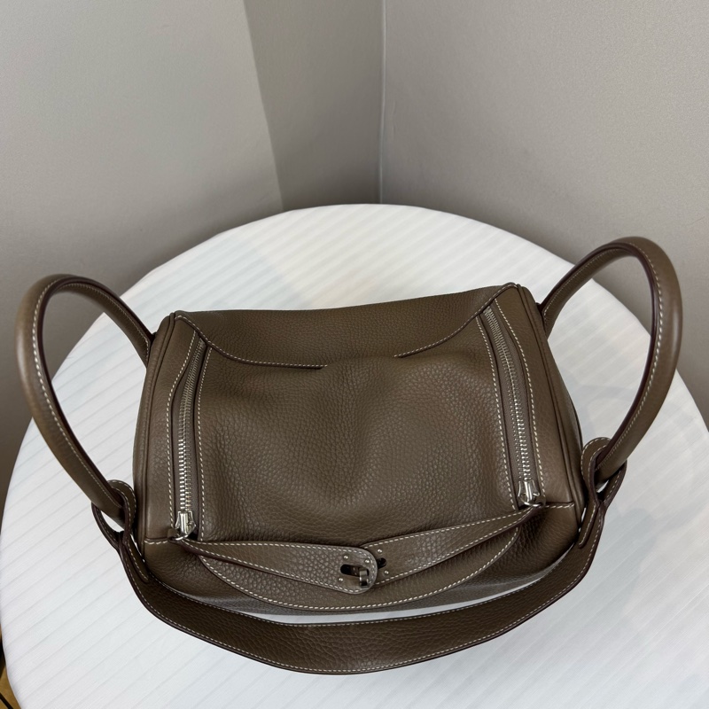 愛馬仕/Hermes Lindy 系列 大象灰配色雙拉鍊翻蓋 長30 寬17 高21金屬旋扣-3