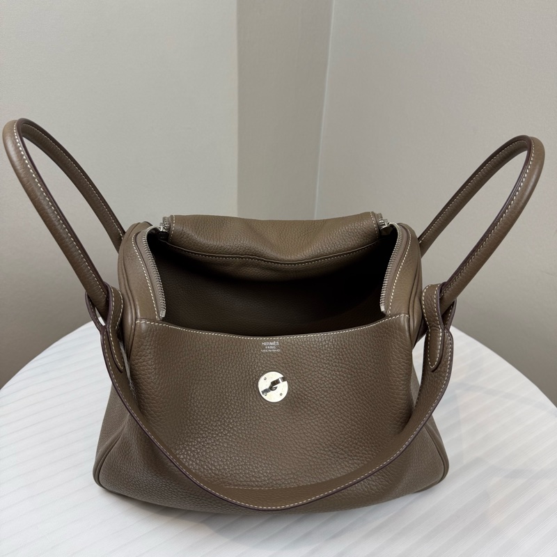 愛馬仕/Hermes Lindy 系列 大象灰配色雙拉鍊翻蓋 長30 寬17 高21金屬旋扣-5