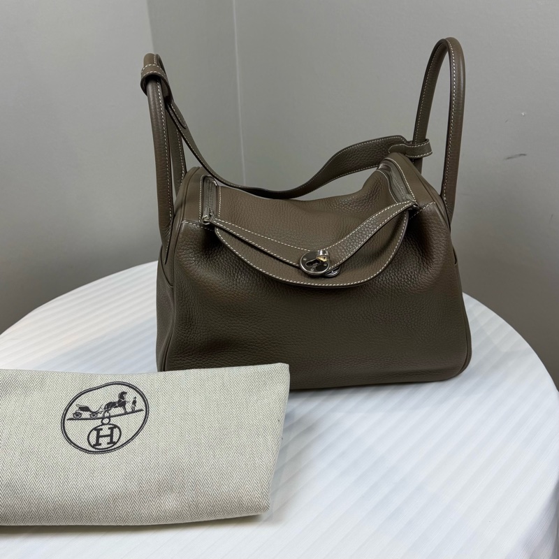 愛馬仕/Hermes Lindy 系列 大象灰配色雙拉鍊翻蓋 長30 寬17 高21金屬旋扣-9