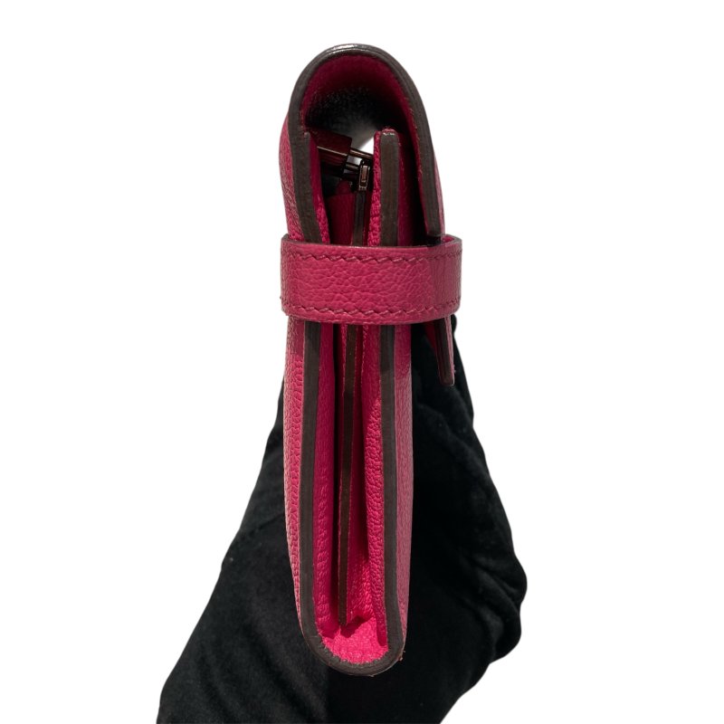 HERMES 愛馬仕 KELLY桃紅長夾-4