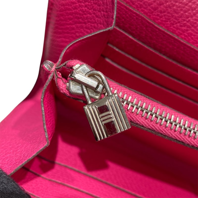 HERMES 愛馬仕 KELLY桃紅長夾-12