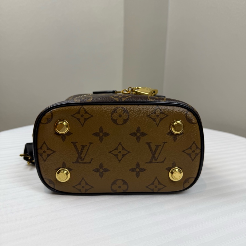 路易威登/Louis Vuitton Vanity PM 化妝盒包 黑色皮革提手 可手提 可拆卸金屬長9 寬9 高13-11