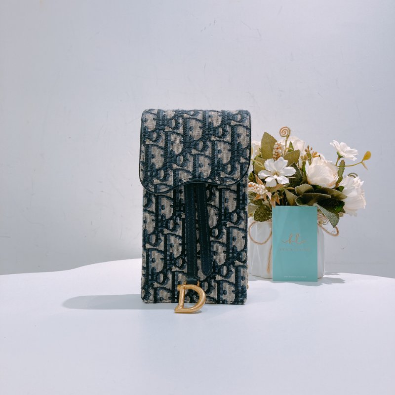 TW4712 Dior 迪奧 經典花紋 手機斜背包 Saddle Pouch Blue Oblique Canvas-0