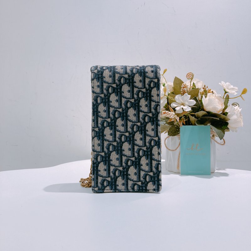 TW4712 Dior 迪奧 經典花紋 手機斜背包 Saddle Pouch Blue Oblique Canvas-1