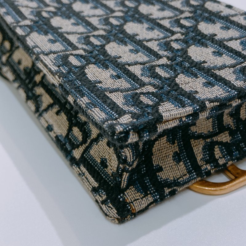 TW4712 Dior 迪奧 經典花紋 手機斜背包 Saddle Pouch Blue Oblique Canvas-7