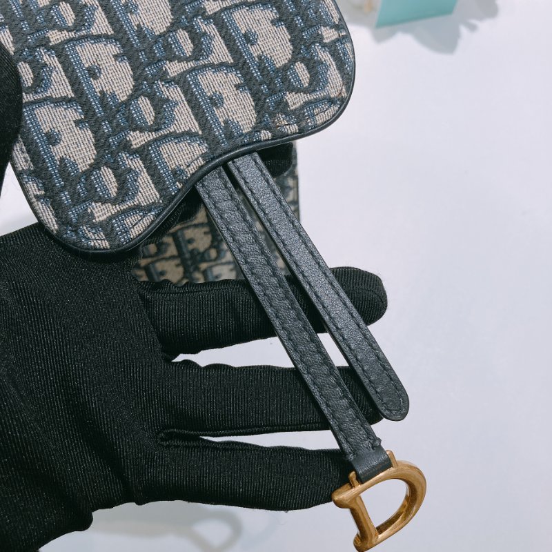 TW4712 Dior 迪奧 經典花紋 手機斜背包 Saddle Pouch Blue Oblique Canvas-10