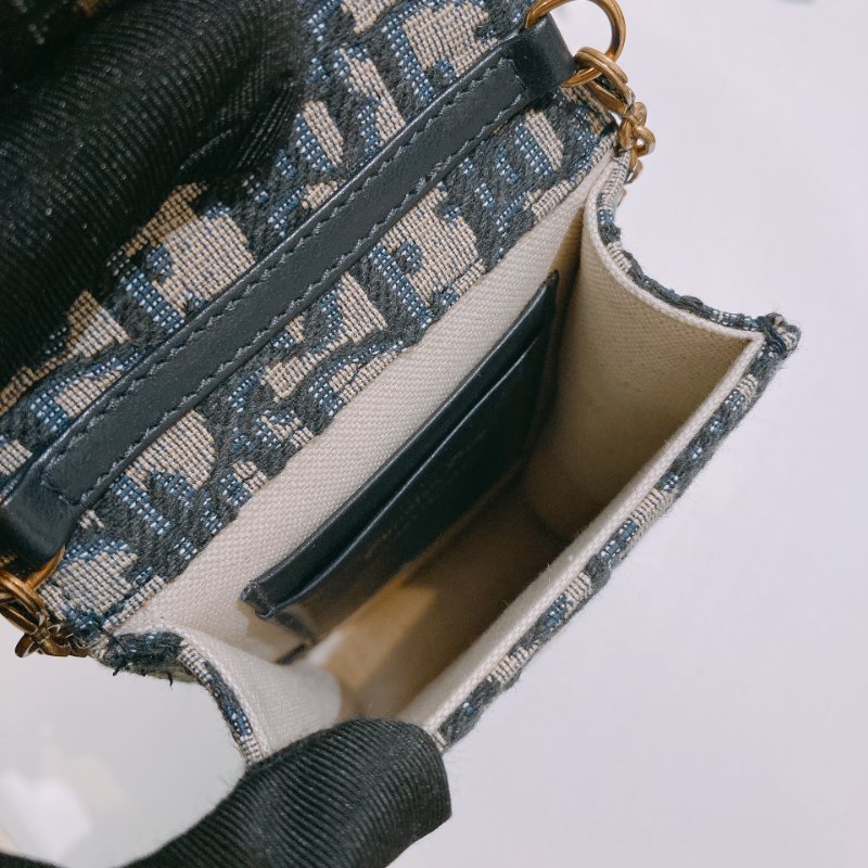 TW4712 Dior 迪奧 經典花紋 手機斜背包 Saddle Pouch Blue Oblique Canvas-12
