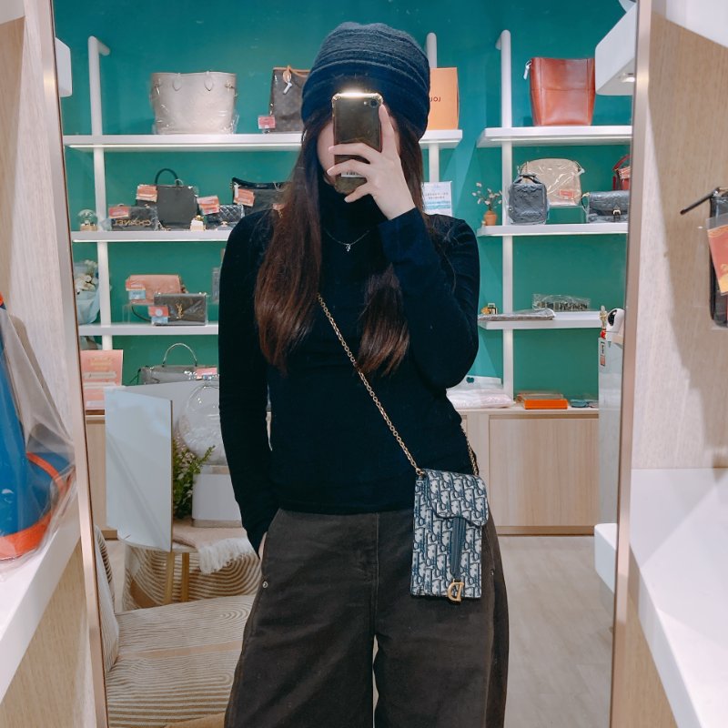 TW4712 Dior 迪奧 經典花紋 手機斜背包 Saddle Pouch Blue Oblique Canvas-14