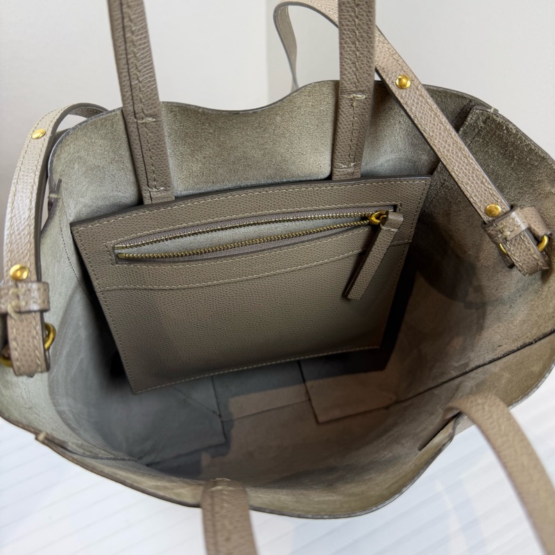 思琳/CELINE Vertical Cabas 托特包 灰褐色 頂部配有短提手 可手提 附帶可拆卸長24 高27 寬9-6