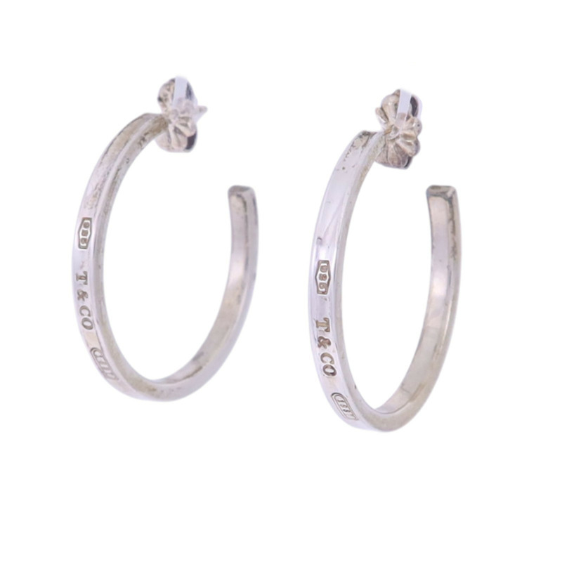 TIFFANY&CO 925純銀1837 Hoop Earrings銀扣耳環-1