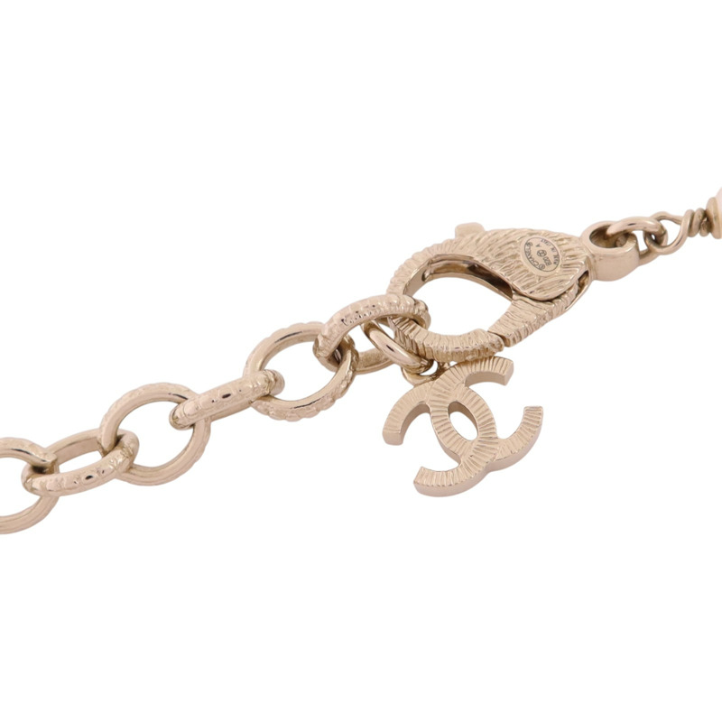 CHANEL 金屬/仿珍珠/水鑽Necklace金扣項鏈-3