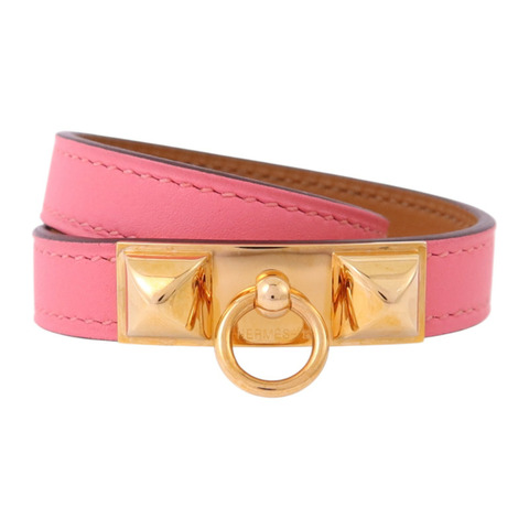 HERMES Swift皮革Rivale Double Tour Bracelet金扣手鏈