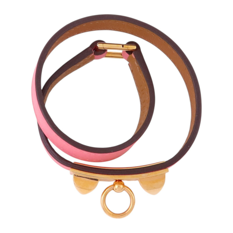 HERMES Swift皮革Rivale Double Tour Bracelet金扣手鏈-3