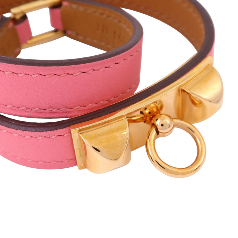 HERMES Swift皮革Rivale Double Tour Bracelet金扣手鏈-4