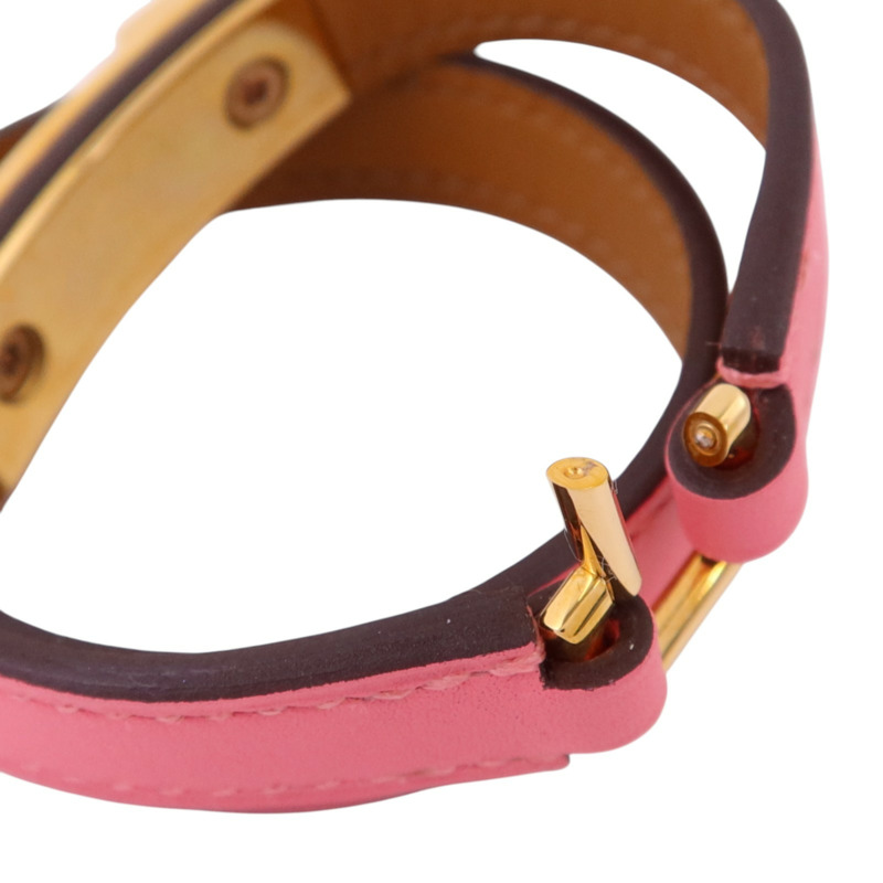 HERMES Swift皮革Rivale Double Tour Bracelet金扣手鏈-5