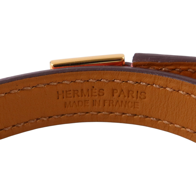 HERMES Swift皮革Rivale Double Tour Bracelet金扣手鏈-6
