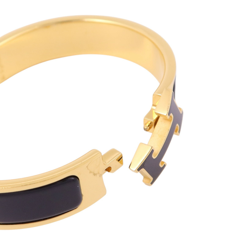 HERMES 金屬/琺瑯Clic H Bracelet金扣手鏈-5